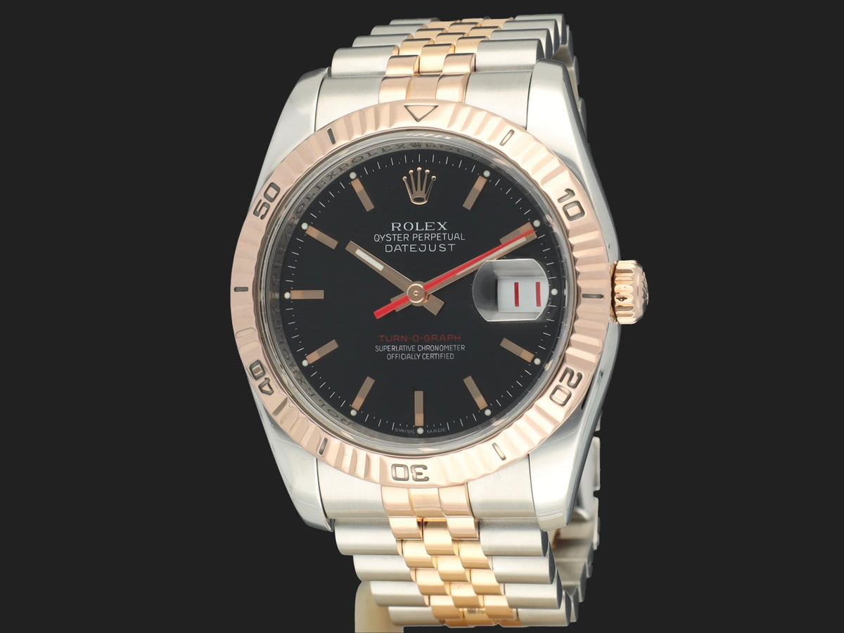 Rolex Datejust 36 Turn-O-Graph Rose Gold/Steel Black Dial 116261 (1)