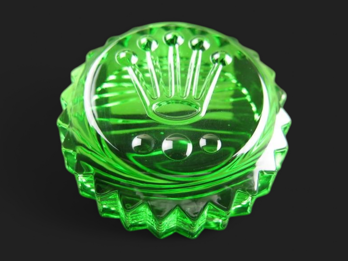 Rolex Paperweight green crystal Triplock   (1)