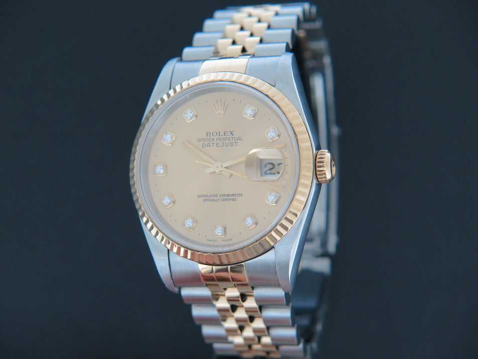 Rolex Datejust Gold/Steel 16233 Champagne Diamond Dial (1)
