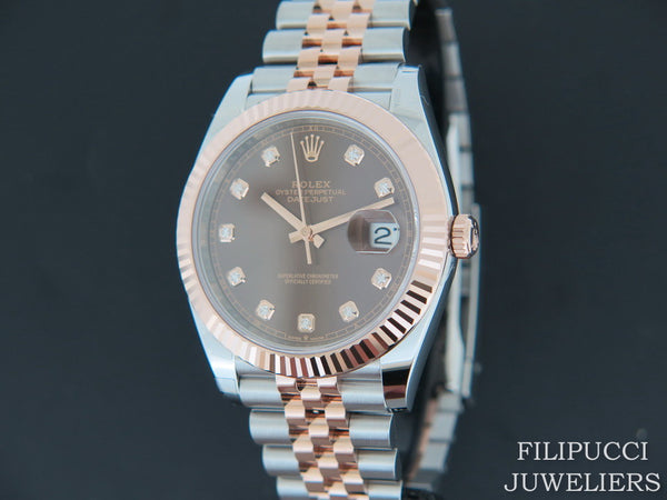 Rolex Datejust 41 Everosegold/Steel Choco Diamond Dial