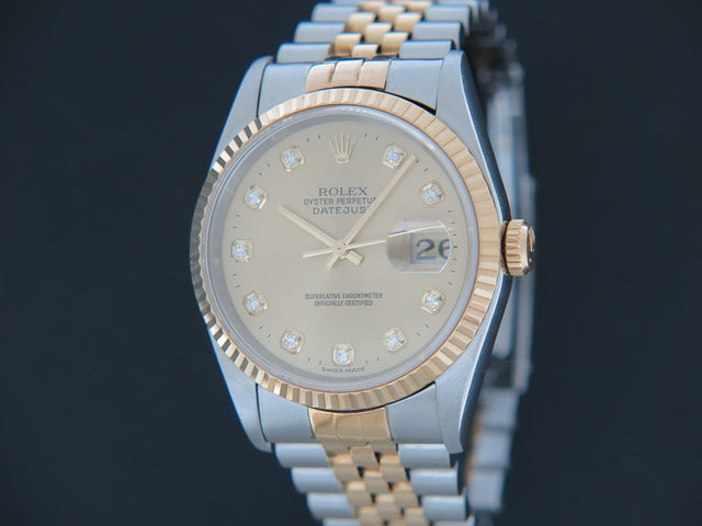 Rolex Datejust Gold/Steel Champagne Diamond Dial