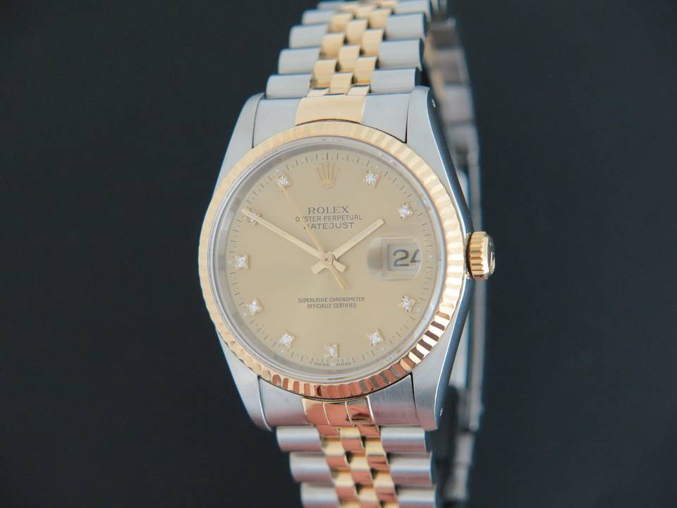 Rolex Datejust Gold/Steel Diamonds 16233 (1)