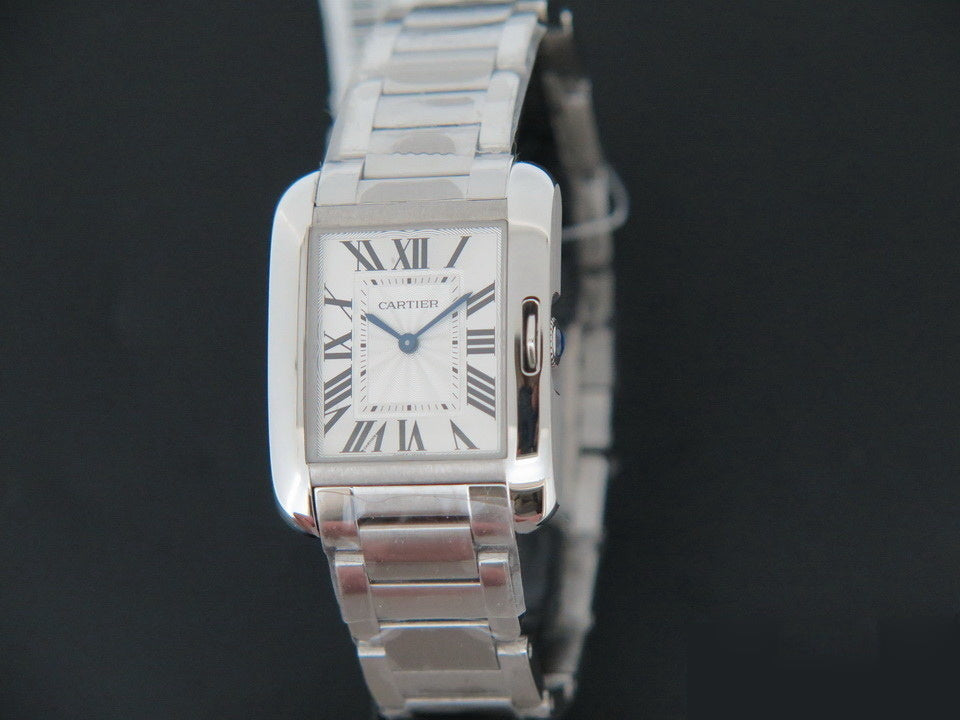 Cartier Tank Anglaise Steel Ladies Silver Dial WSTA0023 / 3704 NEW (1)
