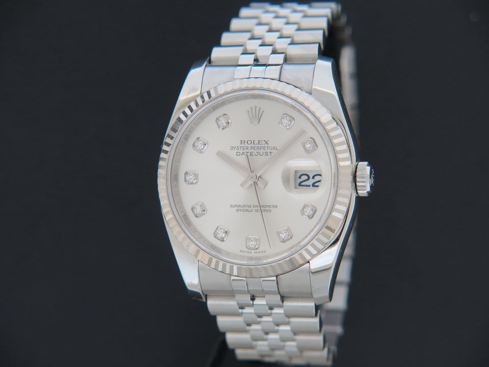 Rolex Datejust Silver Diamond Dial 116234 (1)