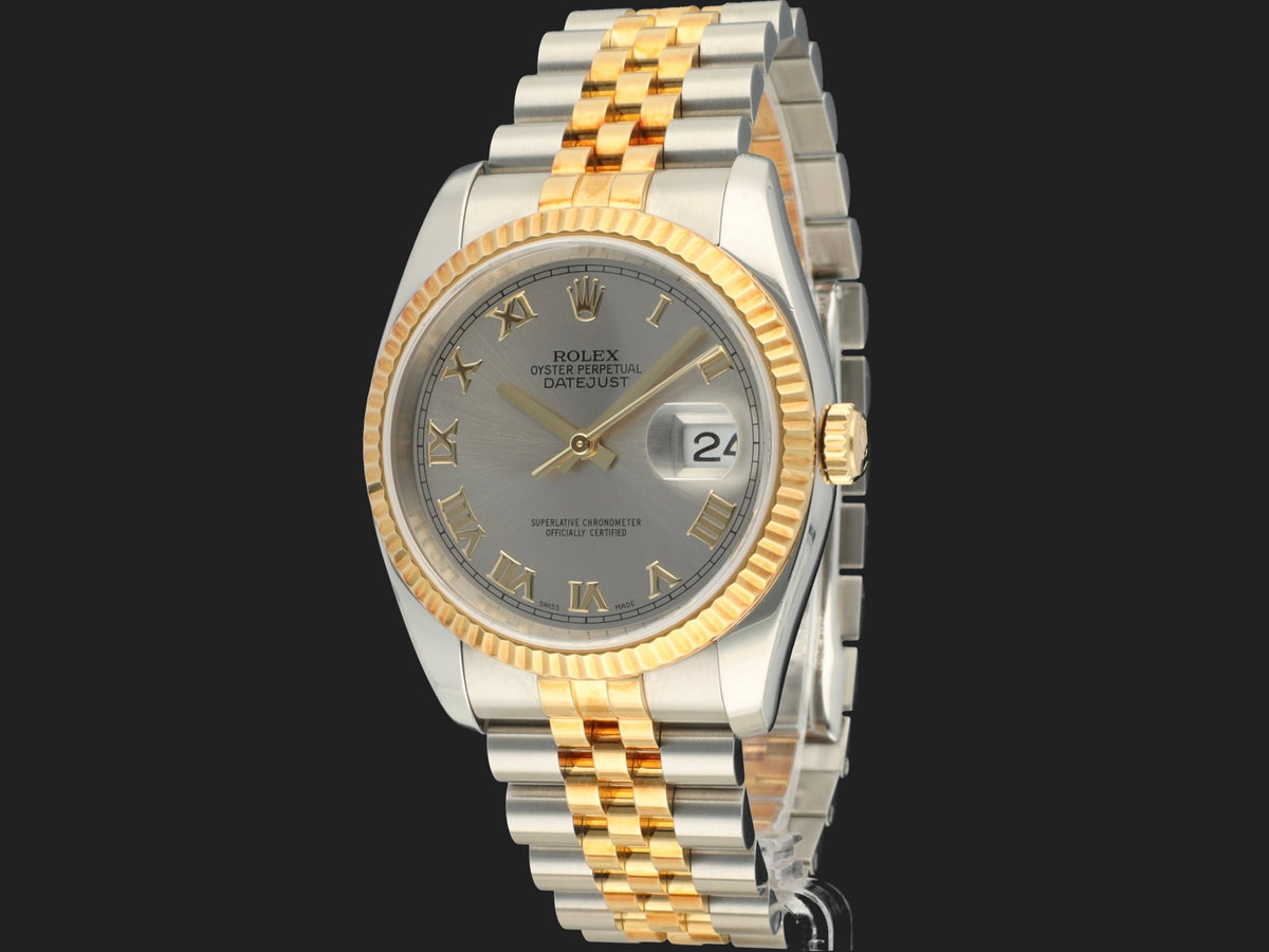 Rolex Datejust 36 Gold/Steel Grey Roman Dial 116233 (1)