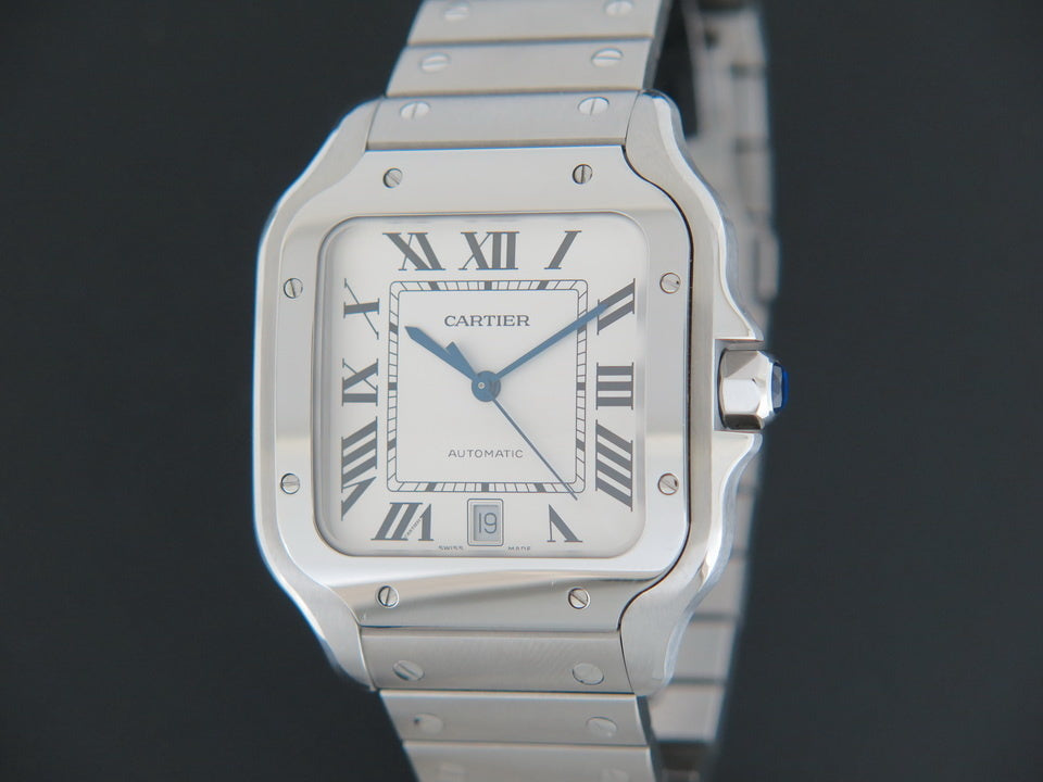 Cartier Santos Large Date Steel Roman Dial WSSA0009 / 4072 (1)
