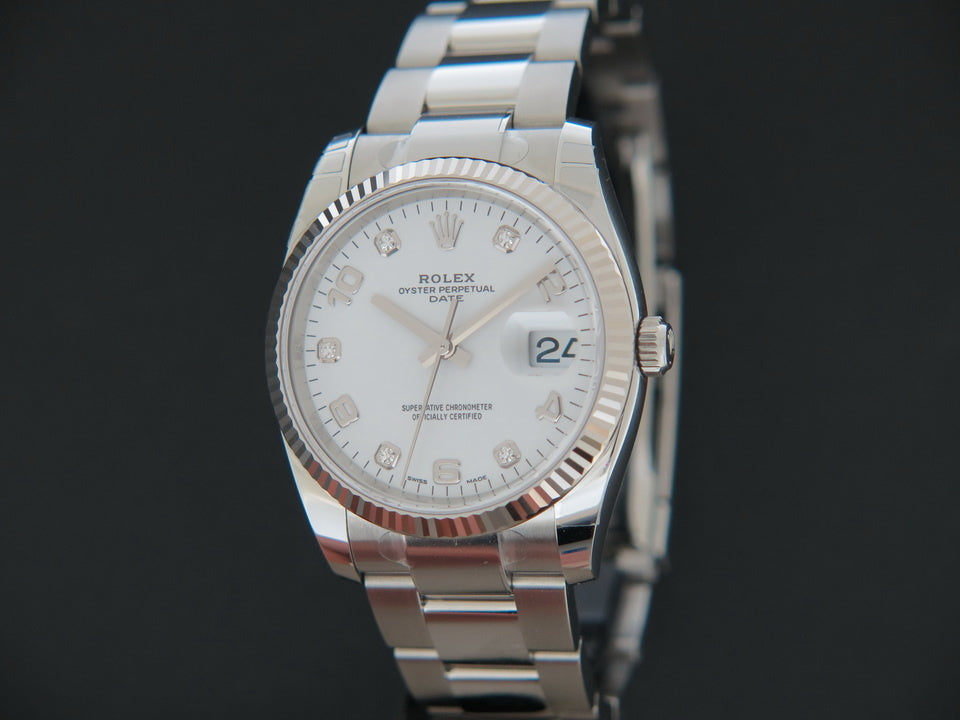 Rolex Date White Diamond Dial NEW 115234 (1)