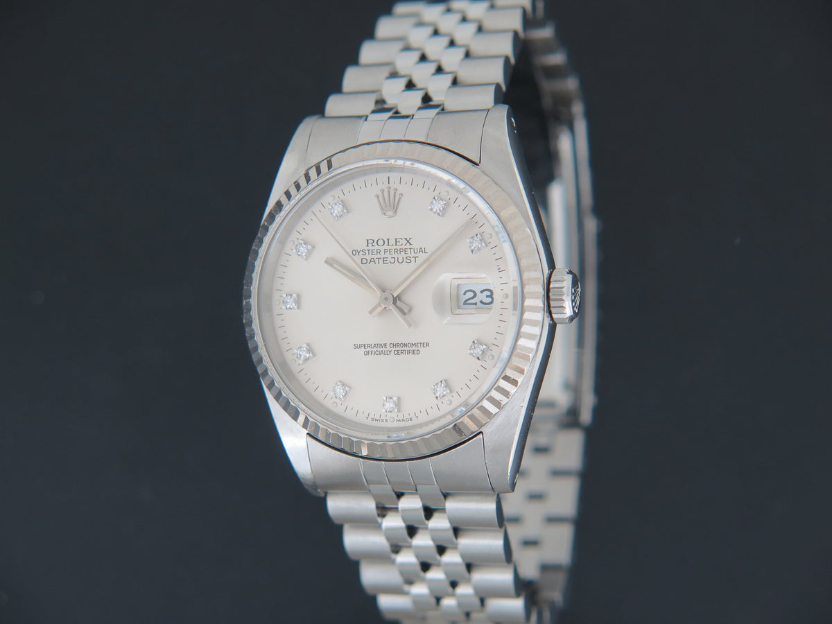 Rolex Datejust Silver Diamond Dial 16234 (1)