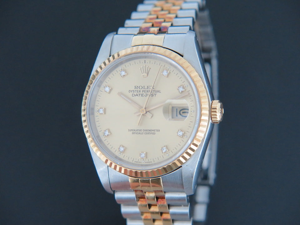 Rolex Datejust Gold/Steel 16233 Champagne Diamond Dial (1)