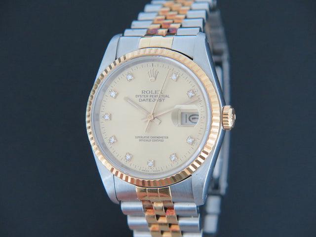 Rolex Datejust Gold/Steel Champagne Diamond Dial