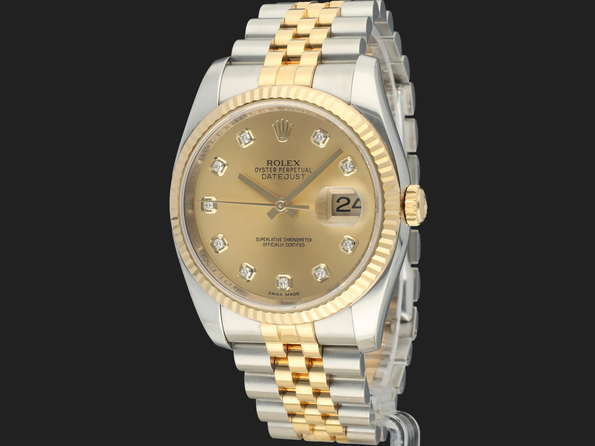 Rolex Datejust Gold/Steel Champagne Diamond Dial 116233 (1)