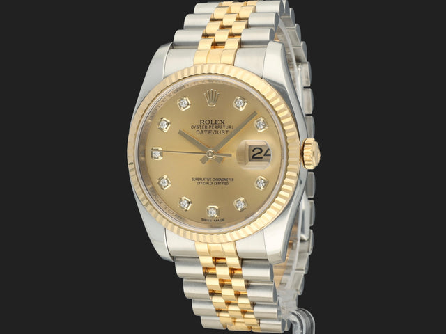 Rolex Datejust Gold/Steel Champagne Diamond Dial