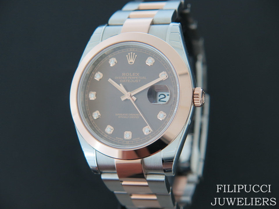 Rolex Datejust 41 Everosegold/Steel Choco Diamond Dial NEW 126301 (1)