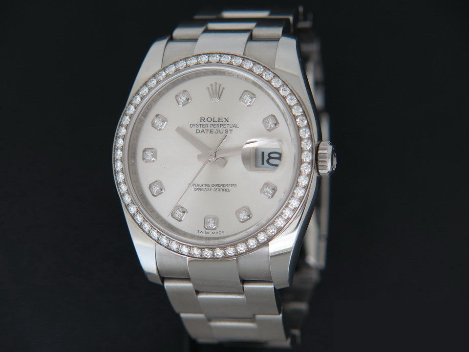 Rolex Datejust Silver Diamond Dial and Bezel 116244    (1)