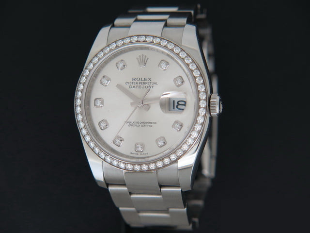 Rolex Datejust Silver Diamond Dial and Bezel