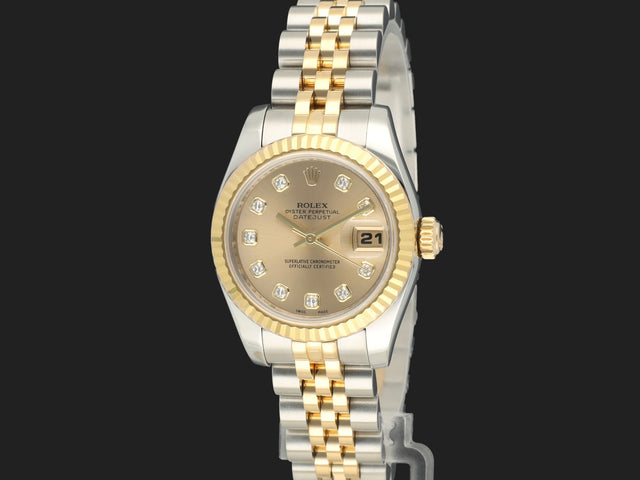 Rolex Lady-Datejust 26 Gold/Steel Champagne Diamond Dial 179173