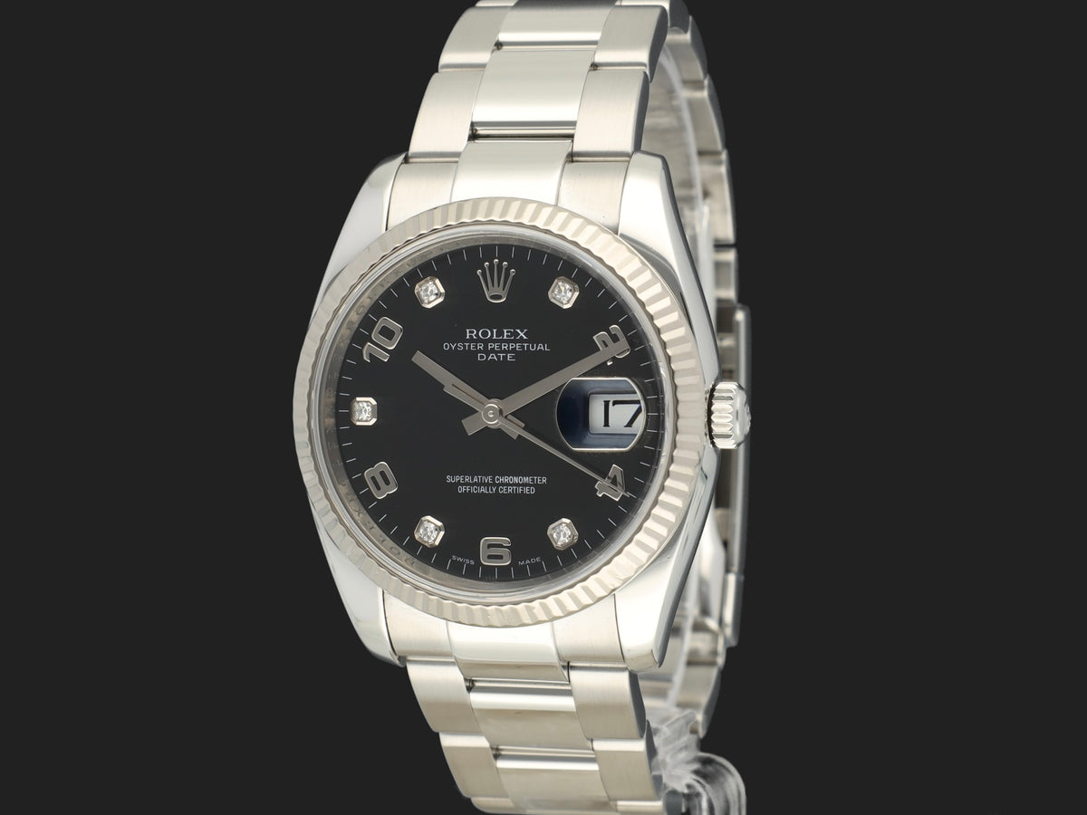 Rolex Date Black Diamond Dial 115234 (1)