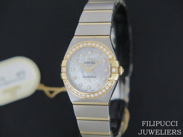 Omega Constellation Quartz MOP Diamond Dial NEW