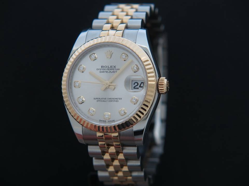 Rolex Datejust Gold/Steel Silver Diamonds 178273 (1)
