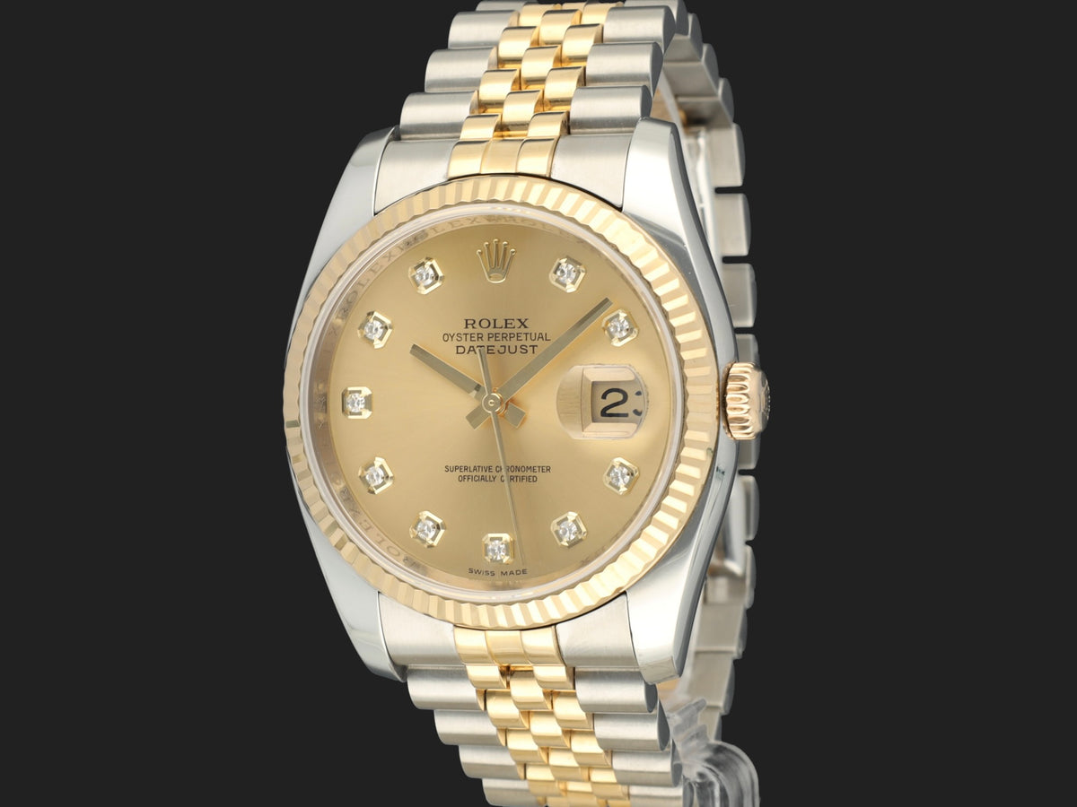 Rolex Datejust 36 Gold/Steel Champagne Diamond Dial 116233 (1)
