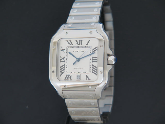 Cartier Santos Large Date Steel Roman Dial NEW WSSA0018