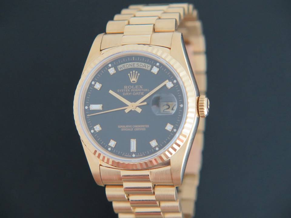 Rolex Day-Date Yellow Gold Black Diamond Dial 18238   (1)