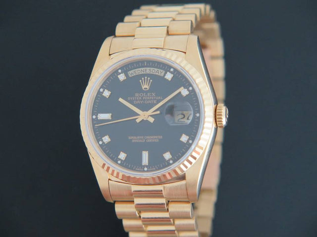 Rolex Day-Date Yellow Gold Black Diamond Dial