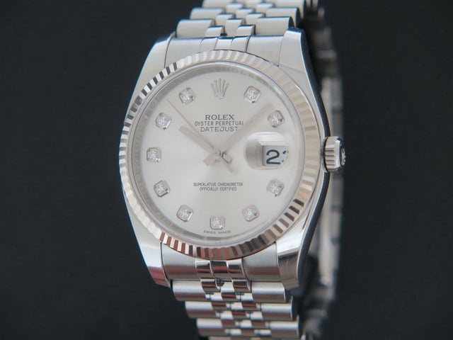 Rolex Datejust Silver Diamond Dial