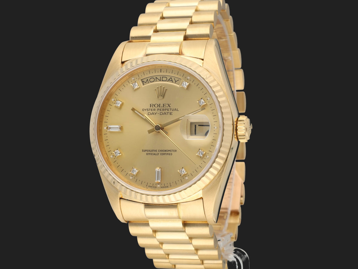 Rolex Day-Date 36 Yellow Gold Champagne Diamond Dial 18038 (1)