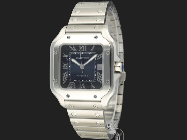 Cartier Santos Medium Steel Blue Roman Dial