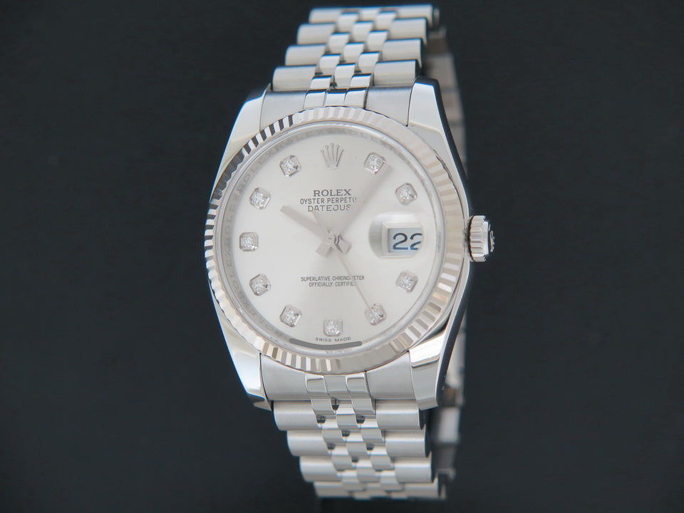 Rolex Datejust Silver Diamond Dial 116234 (1)