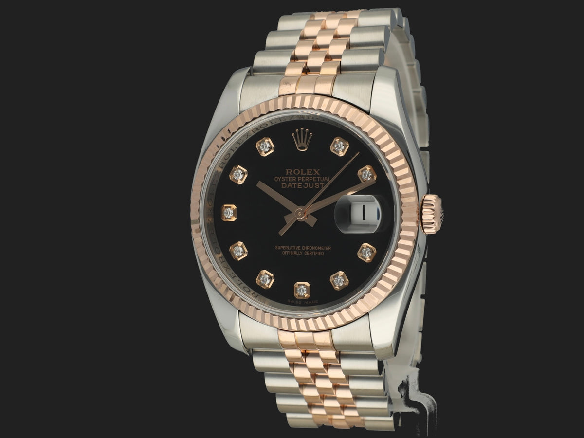 Rolex Datejust 36 Everose/Steel Black Diamond Dial 116231 (1)