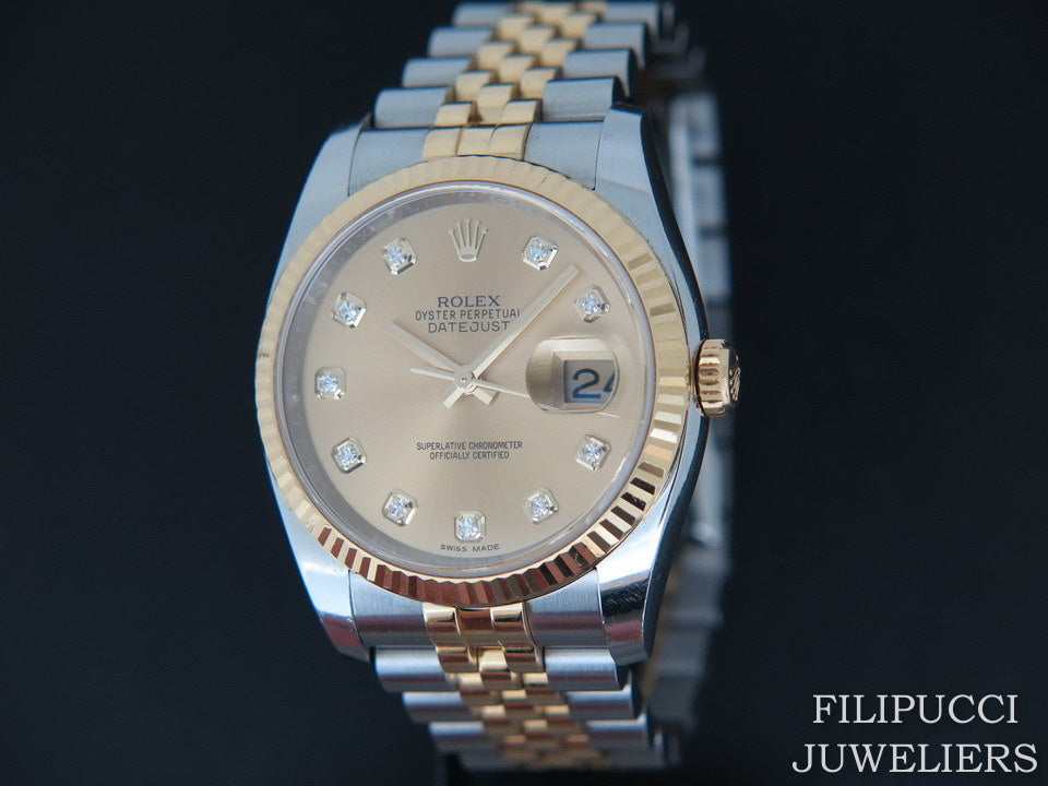 Rolex Datejust Gold/Steel Champagne Diamond Dial 116233 (1)