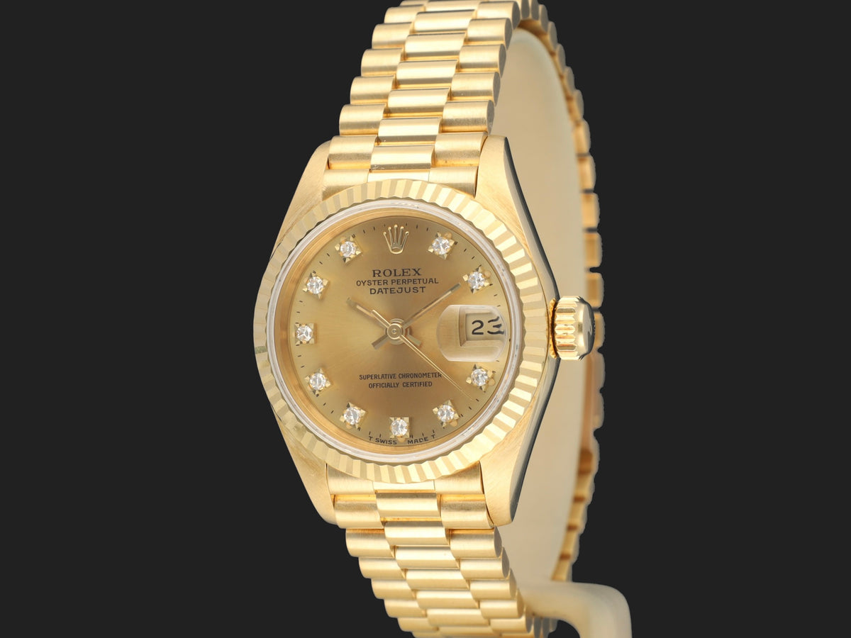 Rolex Lady-Datejust 26 Yellow Gold Champagne Diamond Dial 69178 (1)