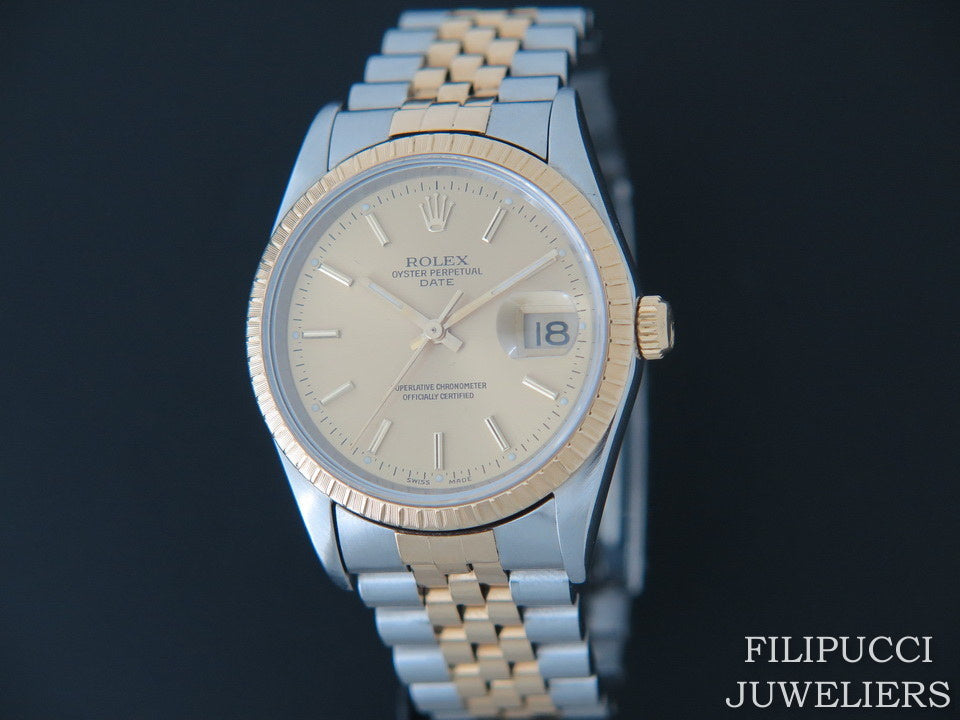 Rolex Date Gold/Steel 15233 Champagne Dial  (1)