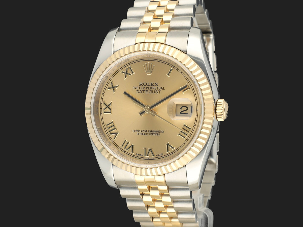 Rolex Datejust 36 Gold/Steel Roman Dial 116233  (1)