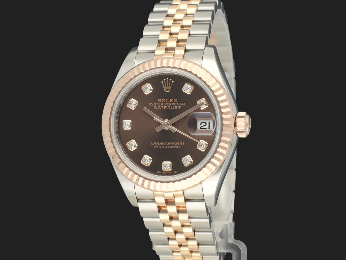 Rolex Lady-Datejust 28mm Everose/Steel Choco Diamond Dial 279171