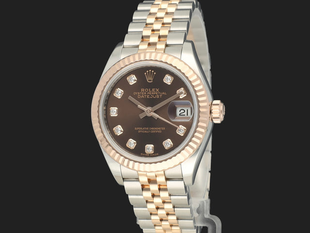 Rolex Lady-Datejust 28mm Everose/Steel Choco Diamond Dial 279171