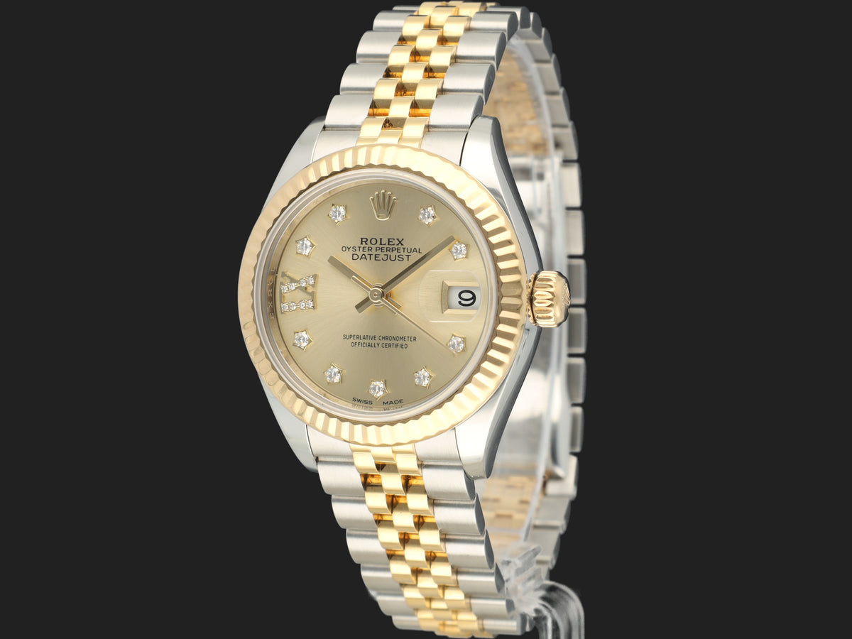 Rolex Lady-Datejust 28 Gold/Steel Champagne Star Diamond Dial 279173 (1)