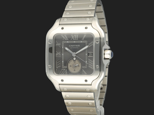 Cartier Santos Large Dual Time Grey Roman Dial NEW
