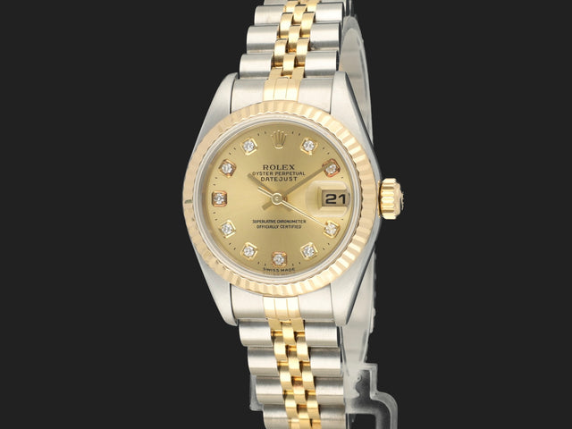 Rolex Lady-Datejust 26 Gold/Steel Champagne Diamond Dial 79173