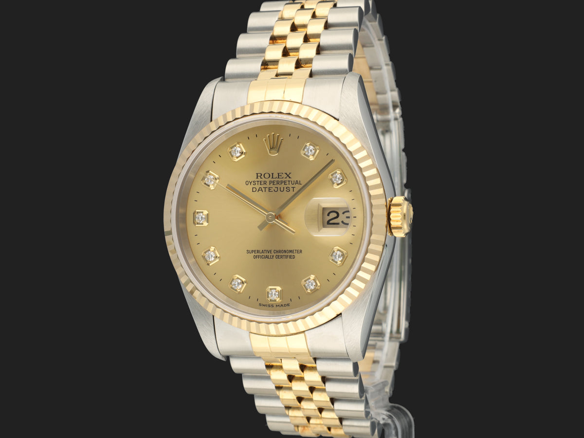 Rolex Datejust 36 Gold/Steel Champagne Diamond Dial 16233  (1)
