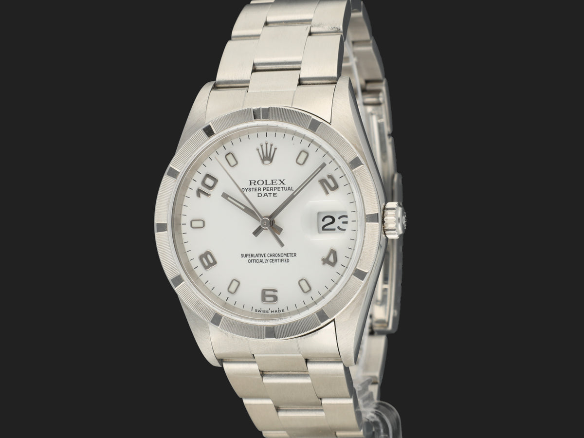 Rolex Date 34 White Arab Dial 15210 (1)