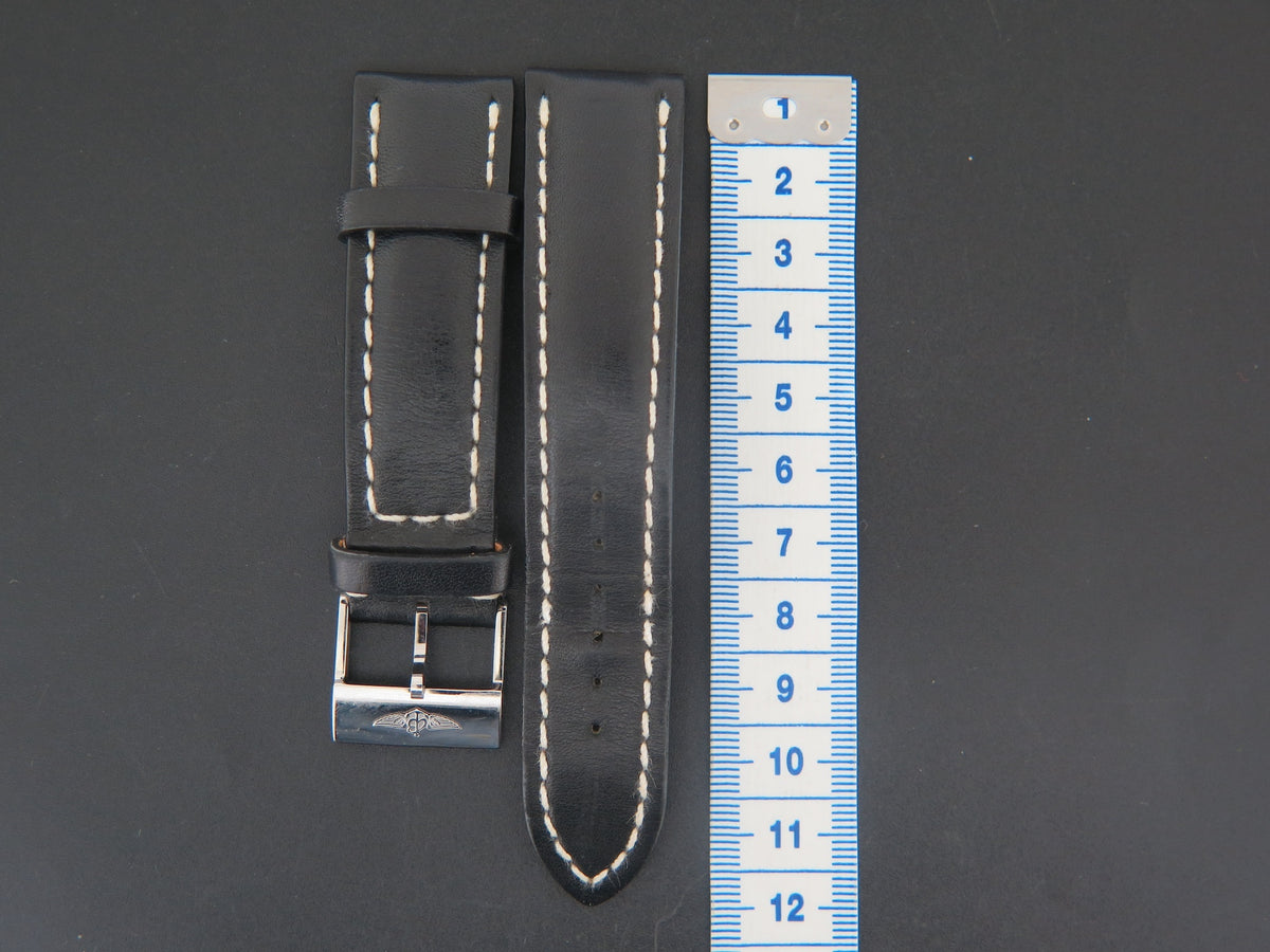 Breitling Black Leather Strap 22-20MM with buckle  (1)