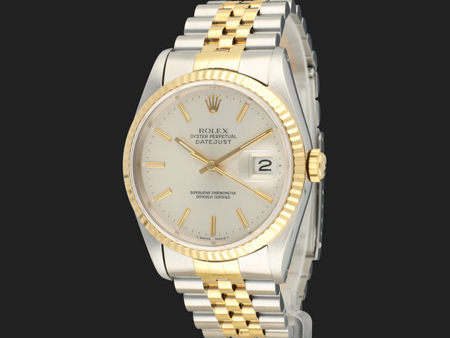 Rolex Datejust 36 Gold/Steel Silver Dial 16233 X-Serial
