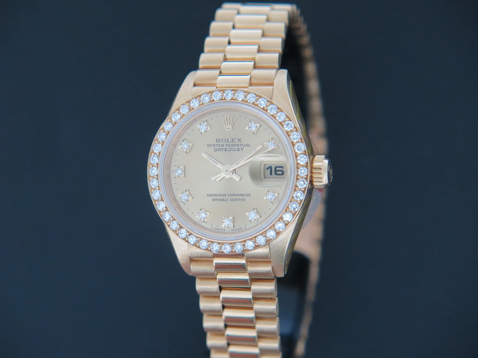 Rolex Datejust Lady Yellow Gold Champagne Diamond Dial 69138 (1)