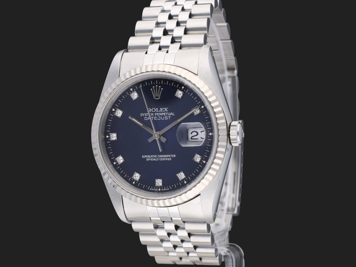 Rolex Datejust Blue Vignette Diamond Dial 16234 (1)