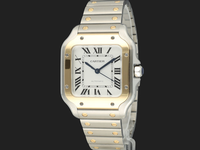 Cartier Santos Medium Gold/Steel Roman Dial W2SA0016 NEW