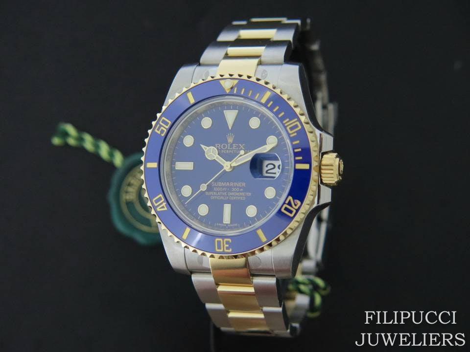 Rolex Submariner Date Gold/Steel Blue Dial NEW 116613LB  STICKERS 2020 (1)