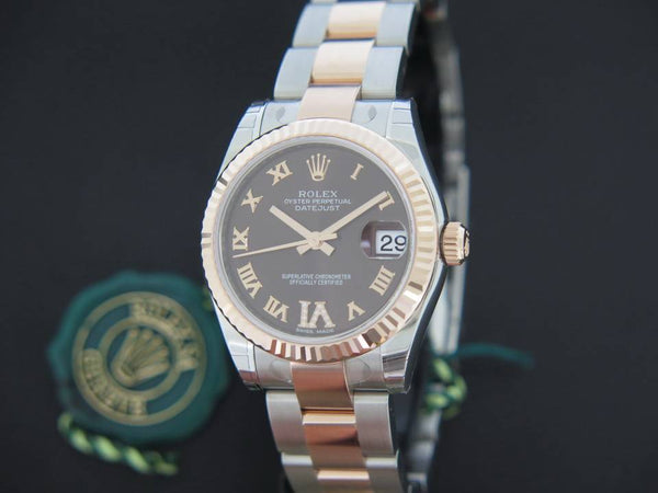 Rolex Datejust Rosegold / Steel Choco Diamond Dial